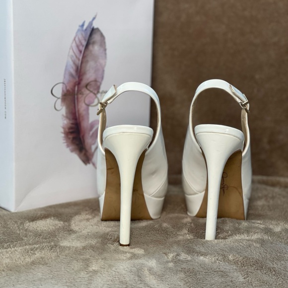 Jessica Simpson White Platform Slingback Heels - Picture 4 of 12